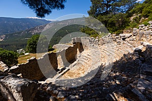 Remains of ancient odeon in Lycian settlement of Arycanda, Turkey