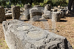 Remains at ancient Olympia archaeological site in Greece
