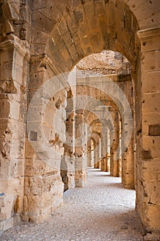 Remains of ancient Roman amphitheater in Tunis, El Jam, places of entertainment and entertainment