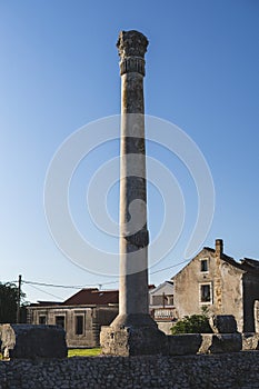 Remains of ancient Roman Temple in the city of Nin in Croatia