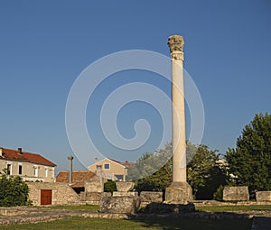 Remains of ancient Roman Temple in the city of Nin in Croatia