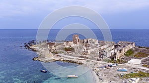 Remains of an ancient Tonnara in Trapani now in disuse