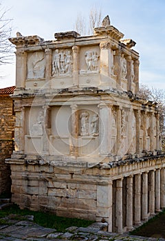 Remains of antique temple Sebasteion in Aphrodisias, Turkey photo