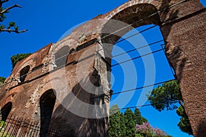 Remains of the Aqua Claudia an ancient Roman aqueduct begun by Emperor Caligula in 38 AD and finished by Emperor Claudius in 52 AD photo