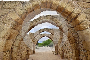 Remains of the archs in ancient city of Caesarea, Israel