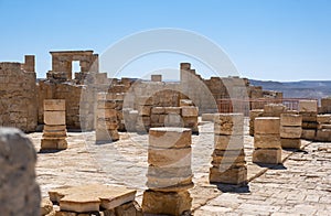 Remains of Avdat or Abdah and Ovdat and Obodat, ruined Nabataean city in the Negev desert