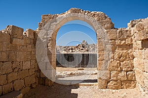 Remains of Avdat or Abdah and Ovdat and Obodat, ruined Nabataean city in the Negev desert