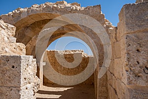 Remains of Avdat or Abdah and Ovdat and Obodat, ruined Nabataean city in the Negev desert. Israel