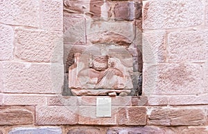 The remains of a bas-relief in a niche in the ruins of Roman Temple in Petra. Near Wadi Musa city in Jordan