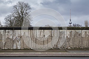 Remains of the Berlin Wall and TV Tower