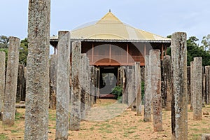 Remains of the Brazen Palace Lovamahapaya in ancient city Anuradhapura, Sri Lanka