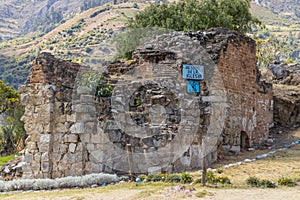 Remains of bricks and stones of the old church (danger, do not climb) of Yungay photo