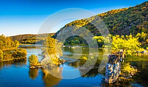 Remains of a bridge in the Shenandoah River, in Harper's Ferry,