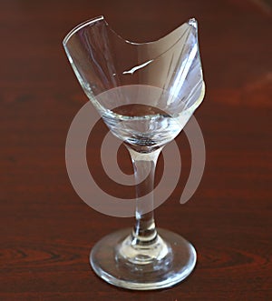 Remains of a broken glass goblet