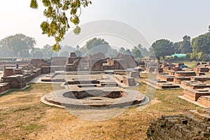 Remains of buddhist temple in Sarnath, Varanasi, Uttar Pradesh