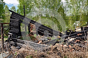 Remains of burned down house