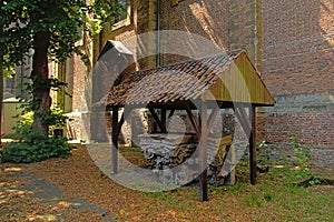 Remains of the chapel of Saint Walpurga next to the newer curch in Bruges