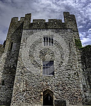 Remains of Chepstow Castle at Chepstow, Monmouthshire, Wales, UK