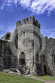 Remains of Chepstow Castle at Chepstow, Monmouthshire, Wales, UK