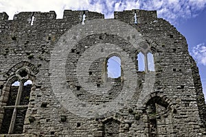 Remains of Chepstow Castle at Chepstow, Monmouthshire, Wales, UK