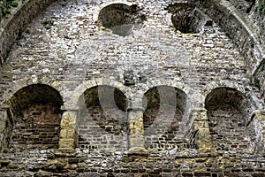 Remains of Chepstow Castle at Chepstow, Monmouthshire, Wales, UK