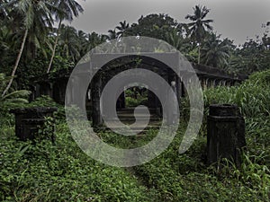 Remains of a civilian hospital built by the Japanese on Tonoas Island, Truk