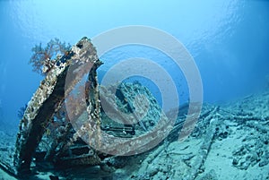 Remains of the container cargo of a shipwreck. photo