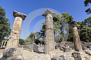 Remains of Corinthian column in Olympia, Greece