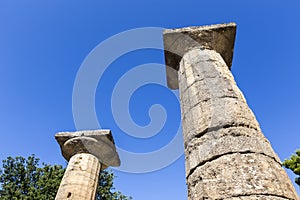 Remains of Corinthian column in Olympia, Greece