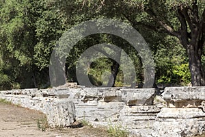 Remains of a Corinthian column in Olympia, Greece