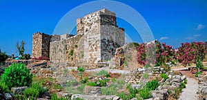 Remains of crusader fortress and ancient ruins in Byblos, Lebanon