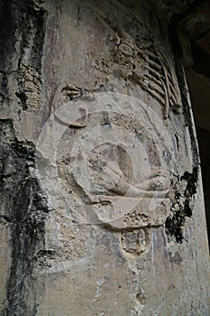 Remains of decorations in the Palace of Palenque, Mexico