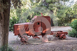 The remains of the defeated fighting vehicles of the Hagana - the IDF - ambushed during the War of Independence near the village o