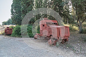 The remains of the defeated fighting vehicles of the Hagana - the IDF - ambushed during the War of Independence near the village o