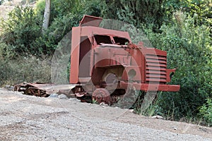 The remains of the defeated fighting vehicles of the Hagana - the IDF - ambushed during the War of Independence near the village o