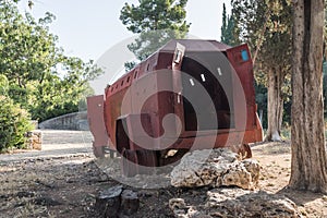 The remains of the defeated fighting vehicles of the Hagana - the IDF - ambushed during the War of Independence near the village o