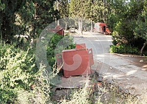 The remains of the defeated fighting vehicles of the Hagana - the IDF - ambushed during the War of Independence near the village o