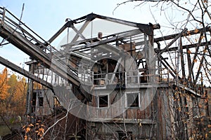 The remains of delelict mining dredge outside of Dawson City,Canada