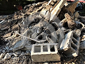 Remains of demolished residential home, Tampa, Florida