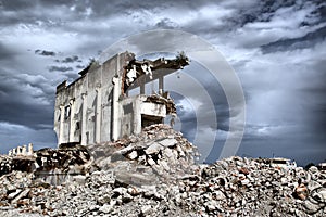 Remains from the demolition of derelict buildings photo