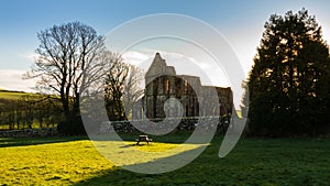 Remains of Dundrennan Abbey, in winter, Dumfries and Galloway, Scotland