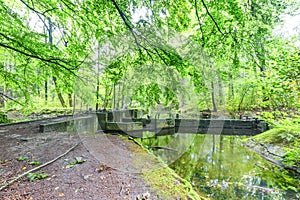 Remains of experimental hydraulic installations and flow models