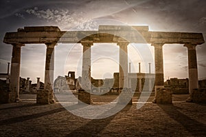 Remains of the forum in Pompeii, Italy