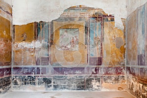 Remains of fresco in ancient house of Pompeii. Italy - Pompeii w