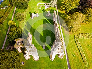 Remains of Glastonbury Abbey with links to King Arthur and Guinevere