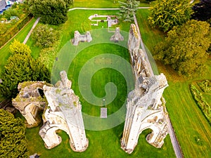 Remains of Glastonbury Abbey with links to King Arthur and Guinevere