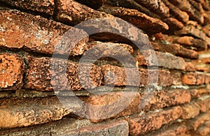 Remains of the Historic Outer Brick Wall of Wat Phra Si Sanphet Temple in Ayutthaya, Thailand