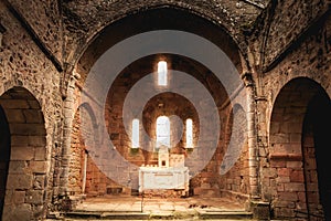 Remains of the interior of the church destroyed by fire