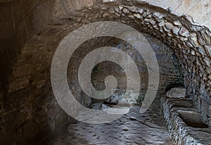 The remains of the interior of the crusader fortress located on the site of the tomb of the prophet Samuel on Mount Joy near
