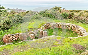 Remains of La Sergente neolitic tomb, bailiwick of Jersey, Channel Islands